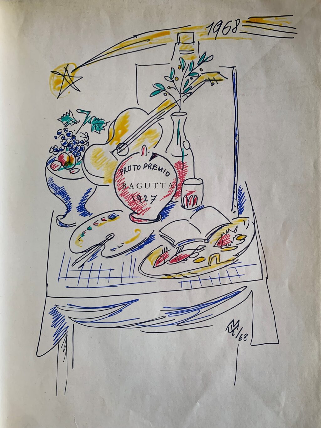 Disegno originale di Mario Vellani Marchi del 1968 su Bagutta. Credit @KasaeiLibri
